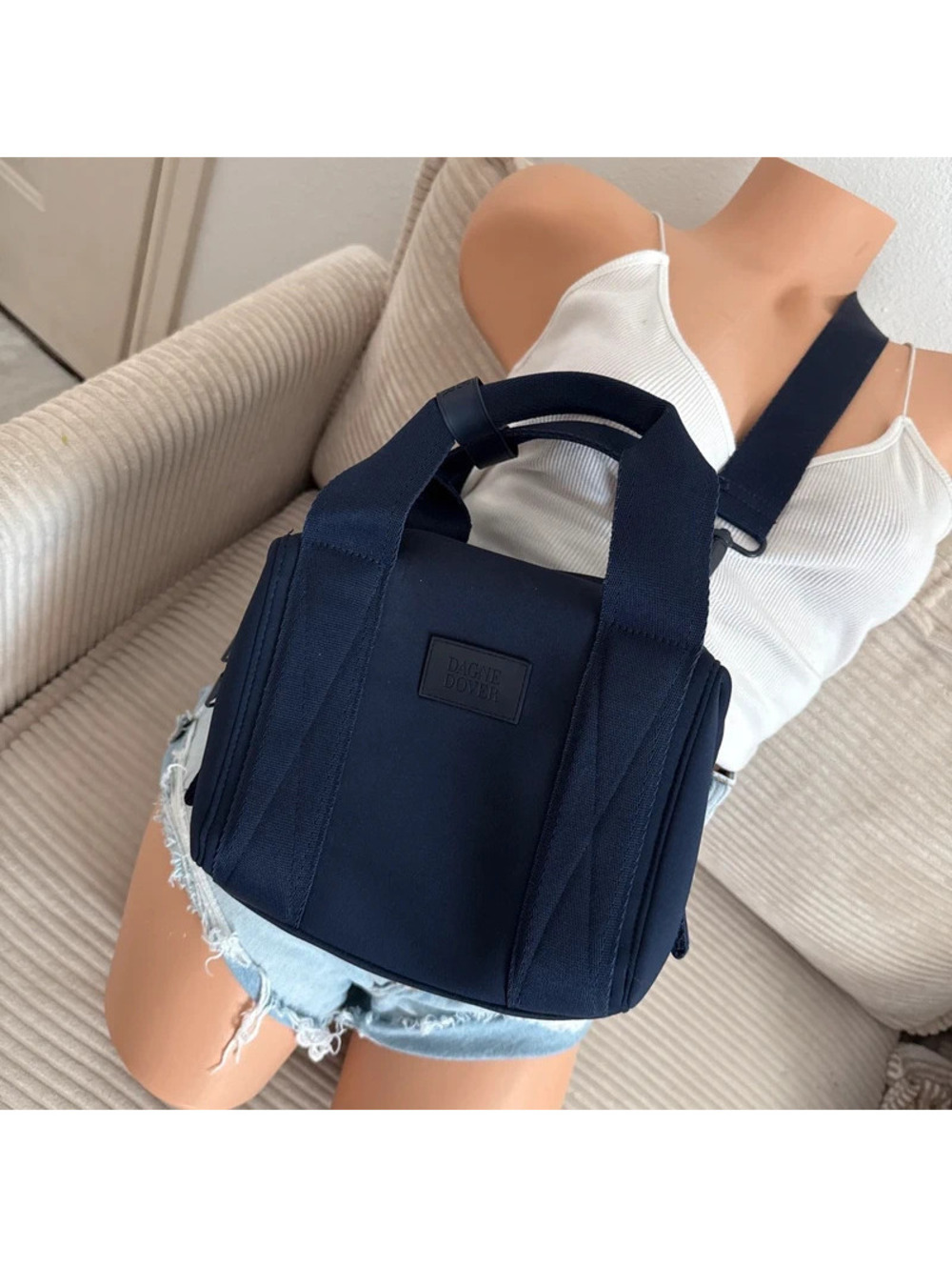 Dagne Dover Storm Blue Navy Small Landon Neoprene Crossbody Bag Minimal Purse